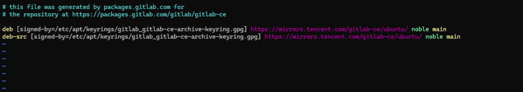  修改为腾讯镜像源后.list文件的内容