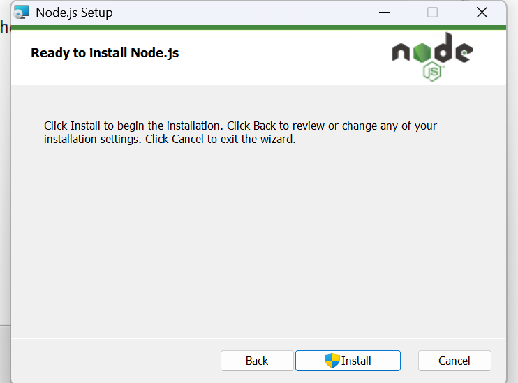 NodeJs安装程序的准备安装界面