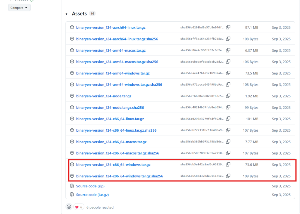  wasm-opt在github上的发布页面